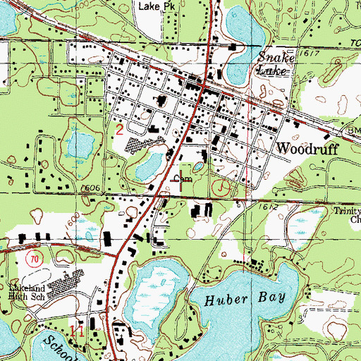Topographic Map of Evergreen Cemetery, WI