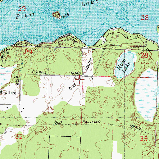 Topographic Map of Plum Lake Golf Course, WI