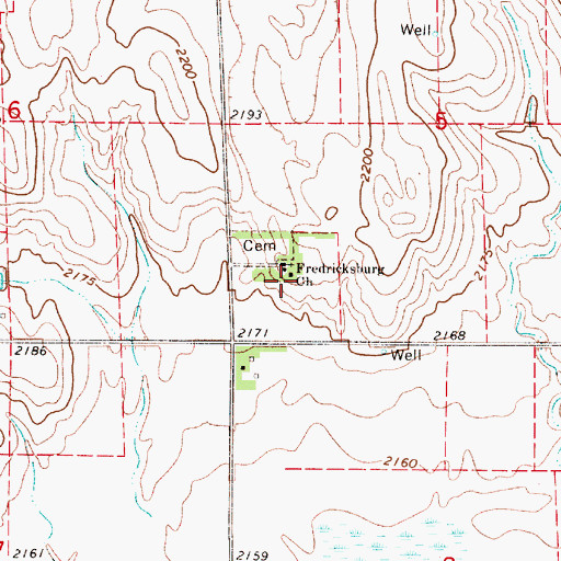 Topographic Map of Fredericksburg Post Office (historical), NE