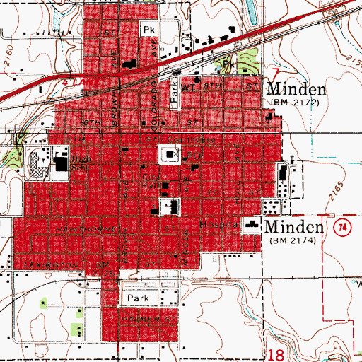 Topographic Map of Minden Medical Clinic, NE