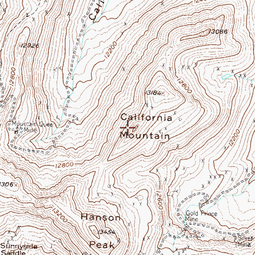 Topographic Map of California Mountain, CO