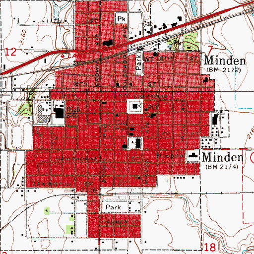 Topographic Map of Minden Police Department, NE