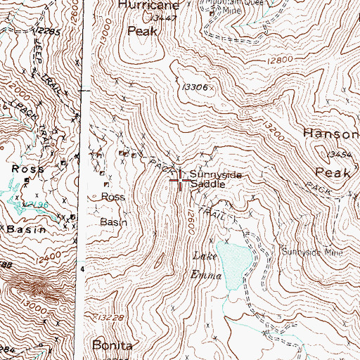 Topographic Map of Sunnyside Saddle, CO