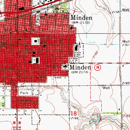 Topographic Map of Kearney County Health Services, NE