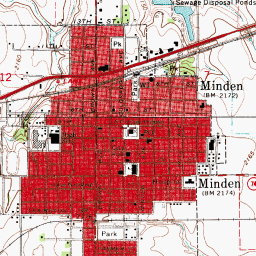 Topographic Map of Kearney County Courthouse, NE