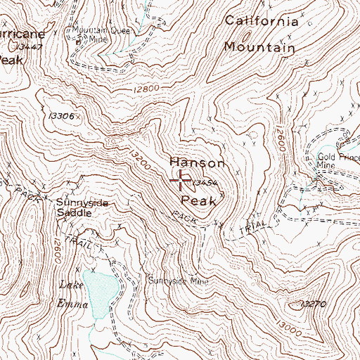 Topographic Map of Hanson Peak, CO