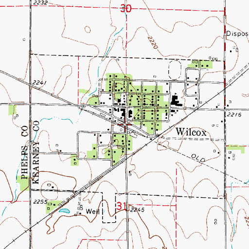 Topographic Map of Wilcox (historical), NE