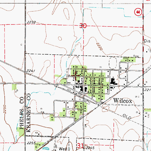 Topographic Map of Wilcox City Park, NE