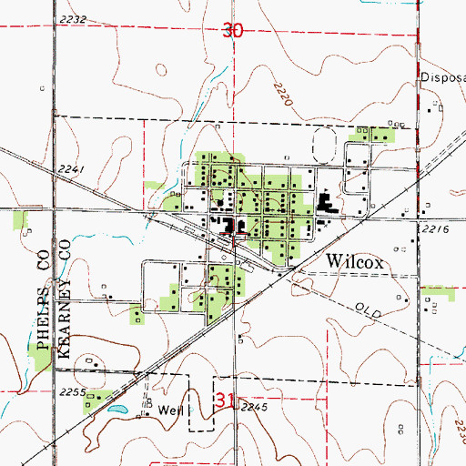 Topographic Map of Wilcox Volunteer Fire Department Station 1, NE