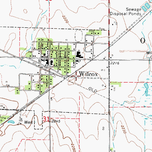 Topographic Map of Wilcox Public School, NE