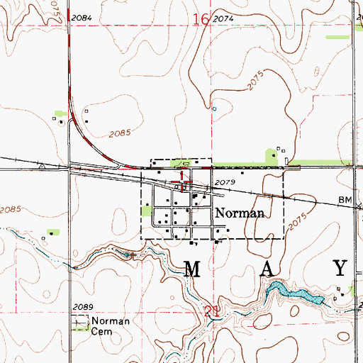 Topographic Map of Norman (historical), NE