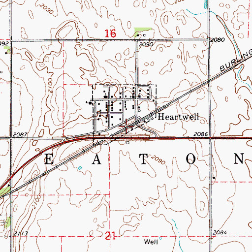 Topographic Map of Heartwell, NE