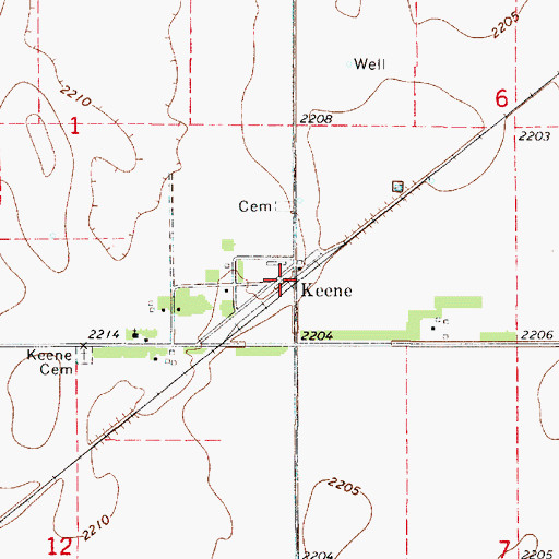 Topographic Map of Keene Post Office (historical), NE