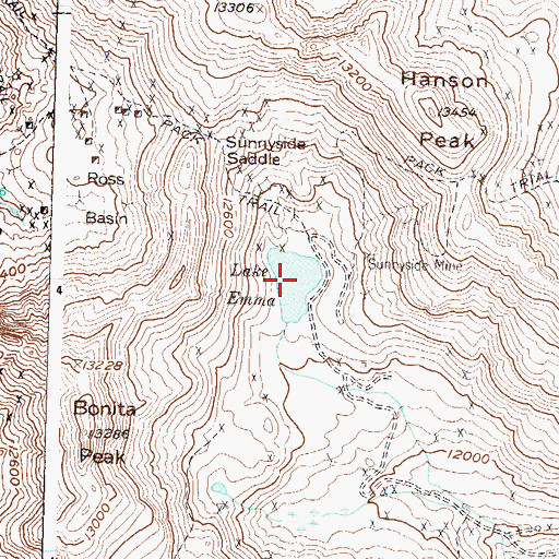 Topographic Map of Lake Emma, CO