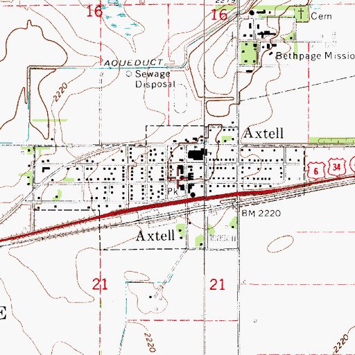 Topographic Map of Axtell Post Office, NE