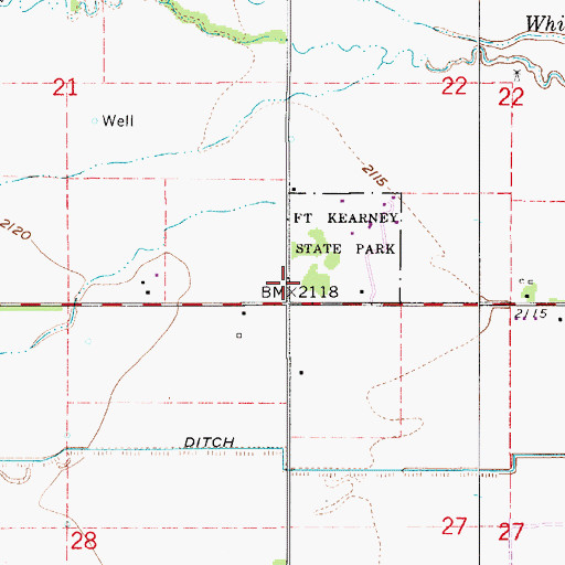 Topographic Map of Fort Kearney Historical Marker, NE