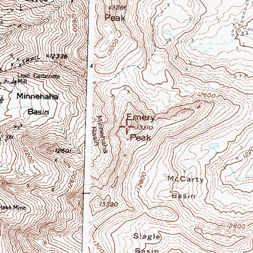Topographic Map of Emery Peak, CO