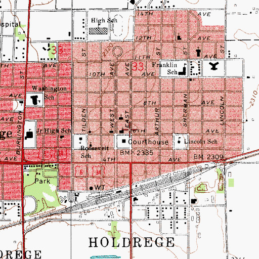 Topographic Map of Holdrege Public Library, NE