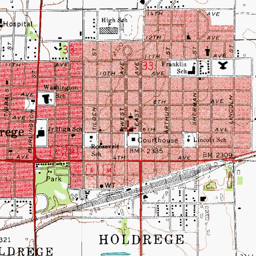 Topographic Map of First United Methodist Church of Holdrege, NE