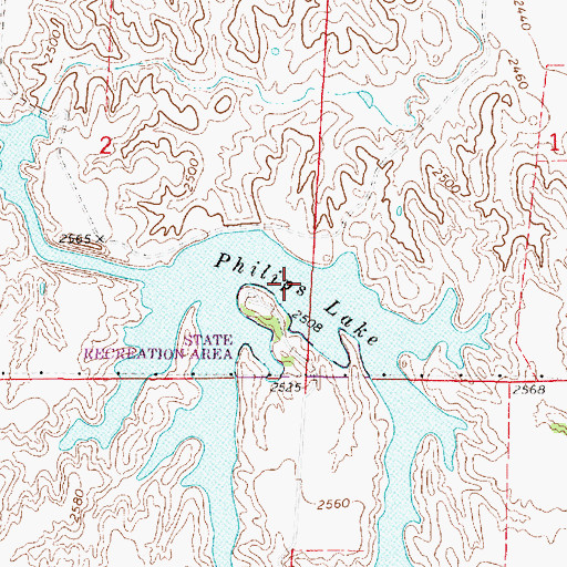 Topographic Map of Phillips Lake State Recreation Area, NE