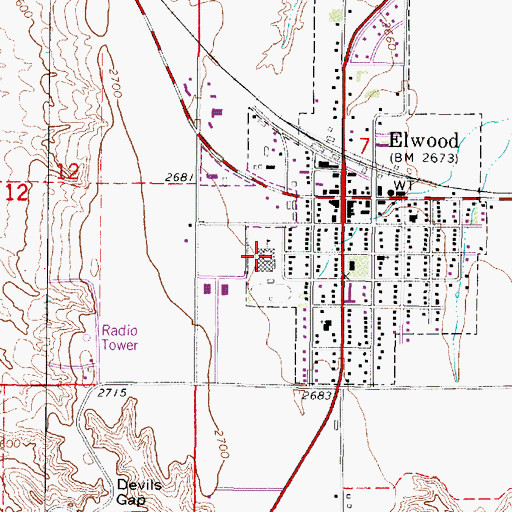 Topographic Map of Elwood Public Schools, NE