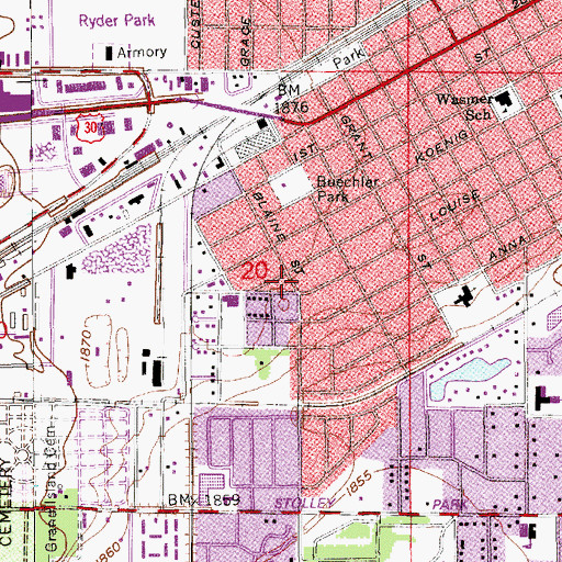 Topographic Map of Augustine Park, NE