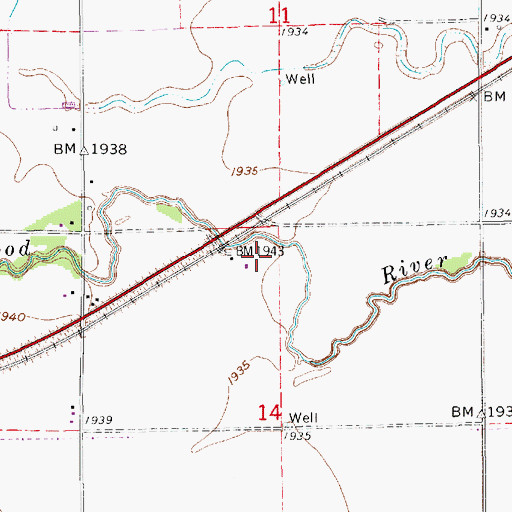 Topographic Map of Albeville (historical), NE