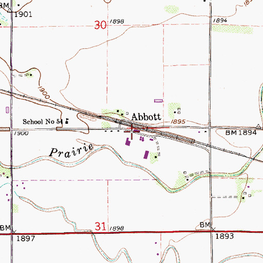 Topographic Map of Abbott Post Office (historical), NE