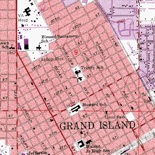 Topographic Map of Trinity Lutheran Church, NE