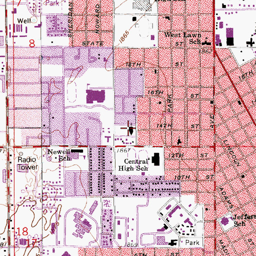 Topographic Map of First Christian Church, NE