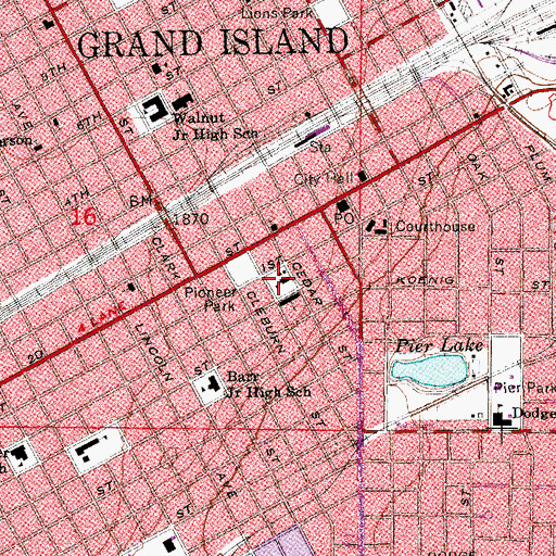 Topographic Map of Saint Marys Cathedral, NE