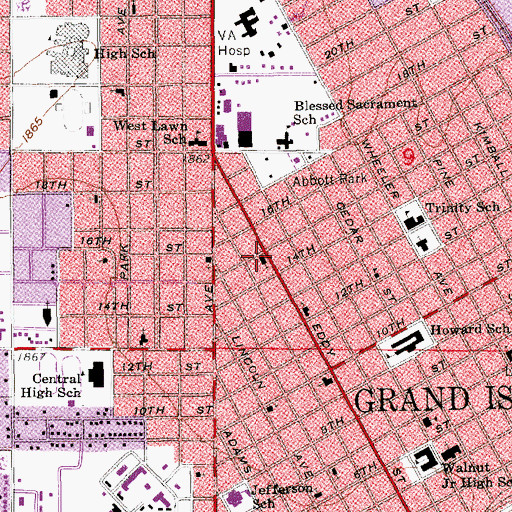 Topographic Map of Calvary Assembly of God Church, NE