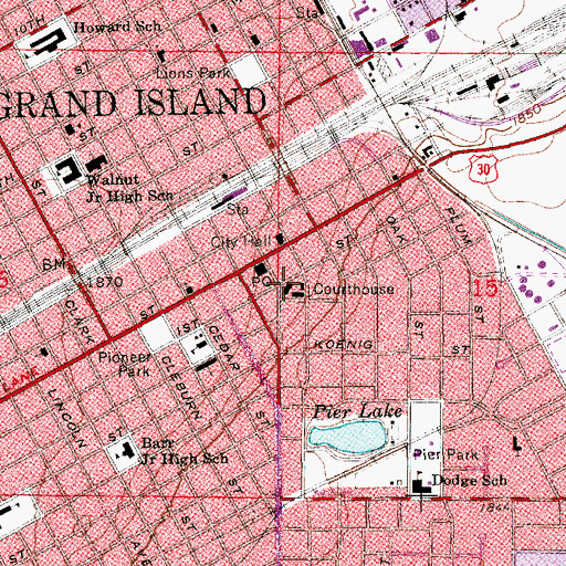 Topographic Map of Hall County Sheriffs Department, NE