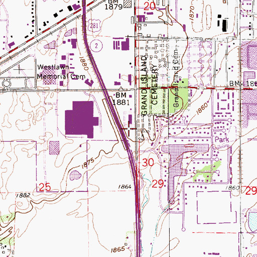 Topographic Map of Grand Island Fire Department Station 3, NE