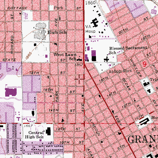 Topographic Map of Grand Island Fire Department Station 2, NE