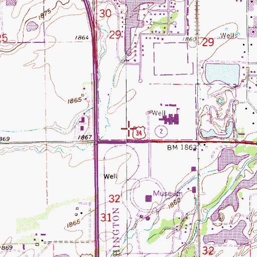 Topographic Map of Hornady Marshall Auditorium, NE