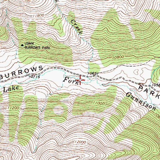 Topographic Map of Burrows Park, CO