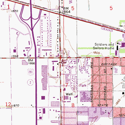 Topographic Map of Isle de Grand Shopping Center, NE