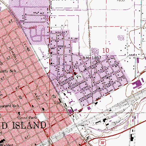Topographic Map of Lincoln Elementary School, NE