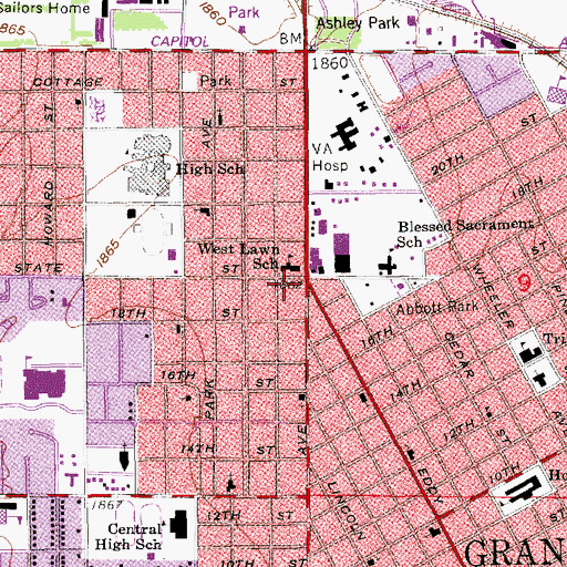 Topographic Map of Grand Island Christian Middle School, NE