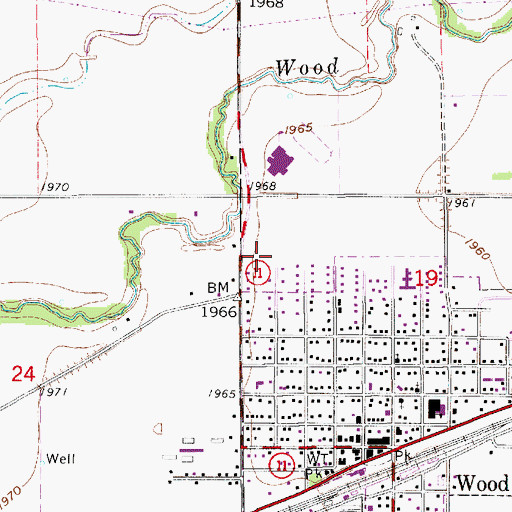 Topographic Map of Wood River Volunteer Fire and Rescue, NE