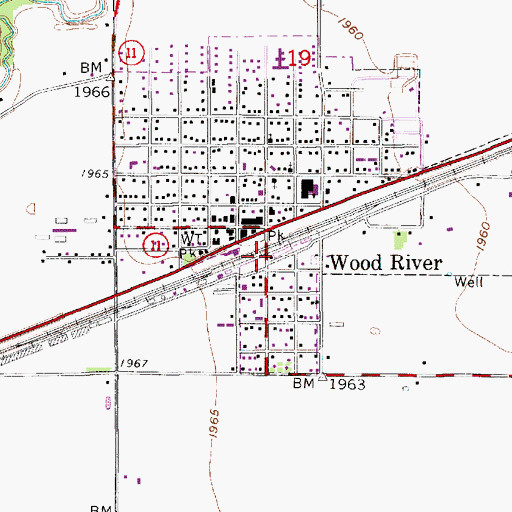 Topographic Map of Wood River, NE