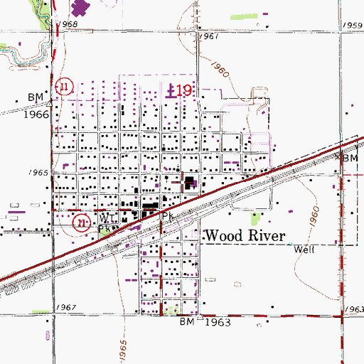 Topographic Map of Wood River Elementary School, NE
