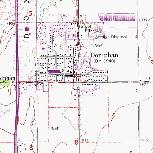 Topographic Map of Doniphan (historical), NE
