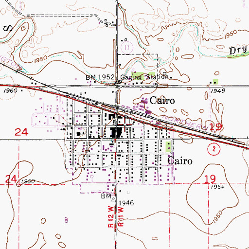 Topographic Map of Cairo Post Office, NE