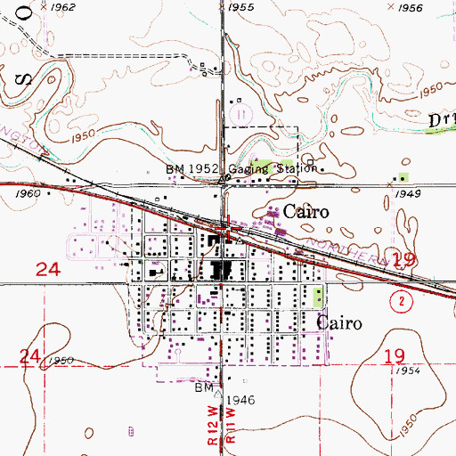 Topographic Map of Cairo, NE