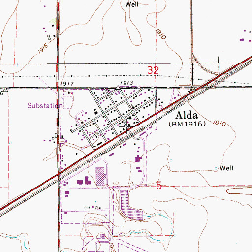 Topographic Map of Alda Post Office, NE
