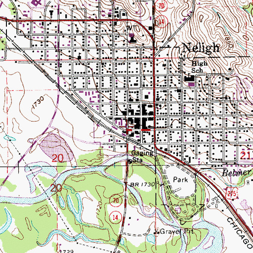 Topographic Map of Neligh Post Office, NE