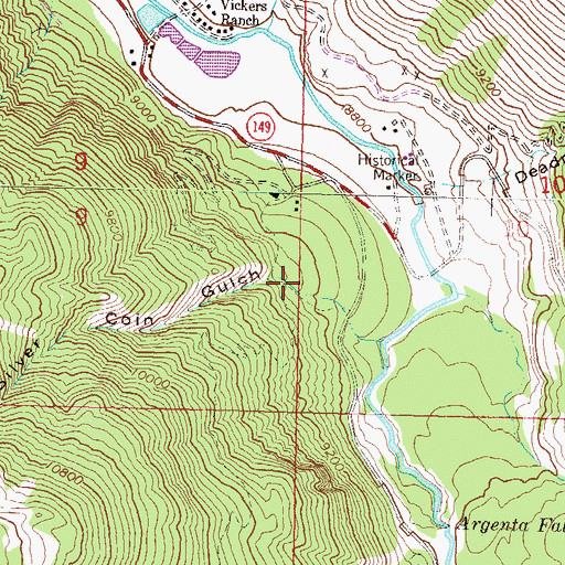 Topographic Map of Silver Coin Gulch, CO