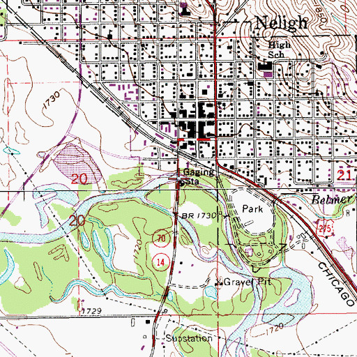 Topographic Map of Neligh Mill Historic Site, NE